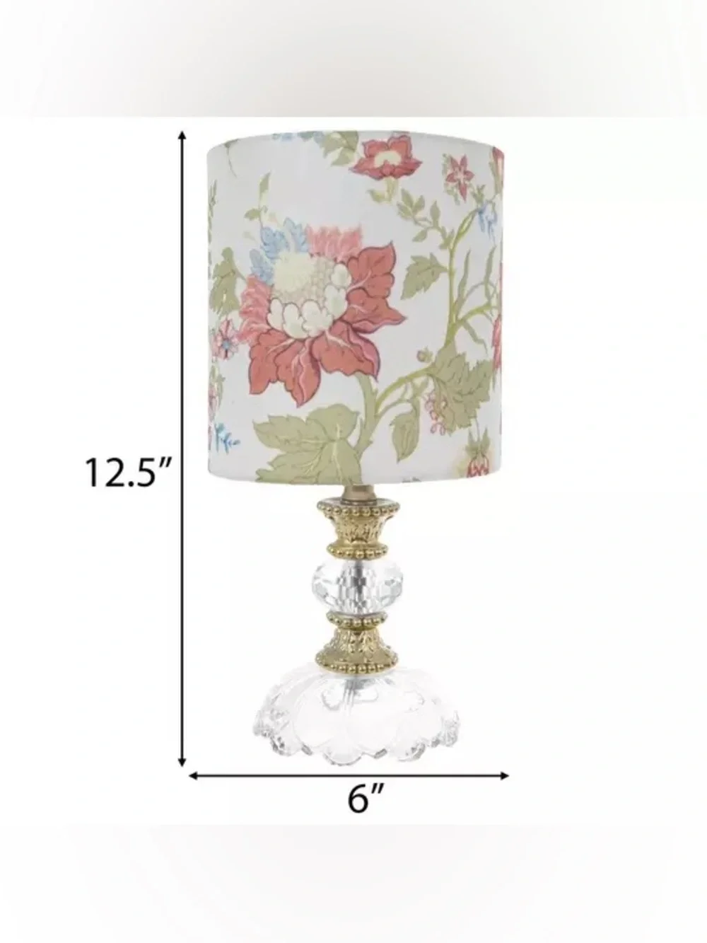 Floral & Clear Glass Table Lamp